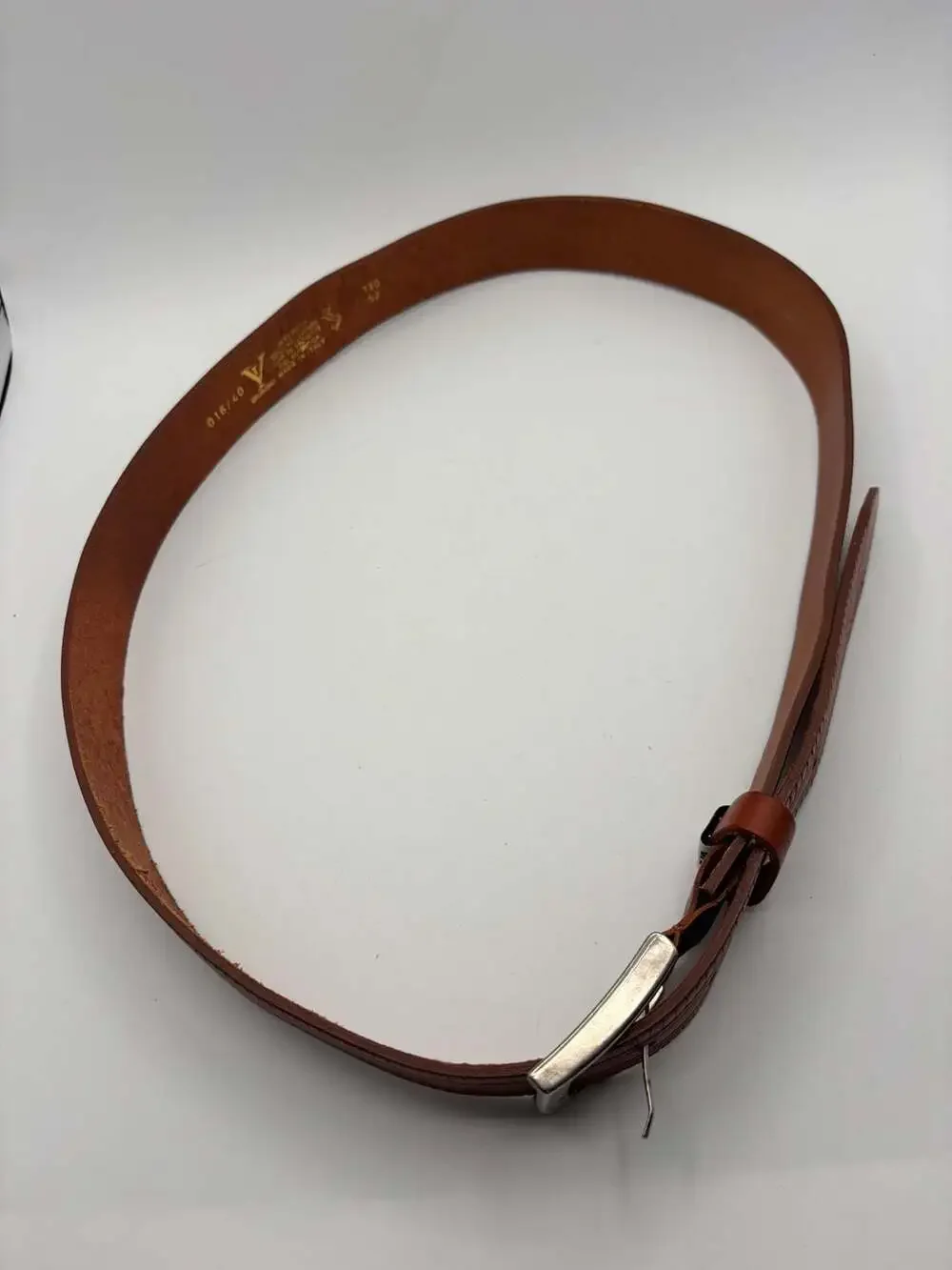 Ingegno Genuine Leather Embossed Pattern Brown Belt Made In Italy